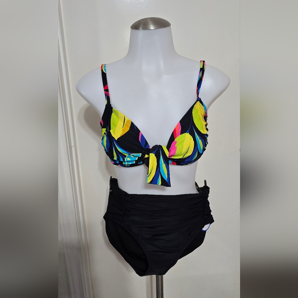 #621 Colorful Leaf Print Bikini Set